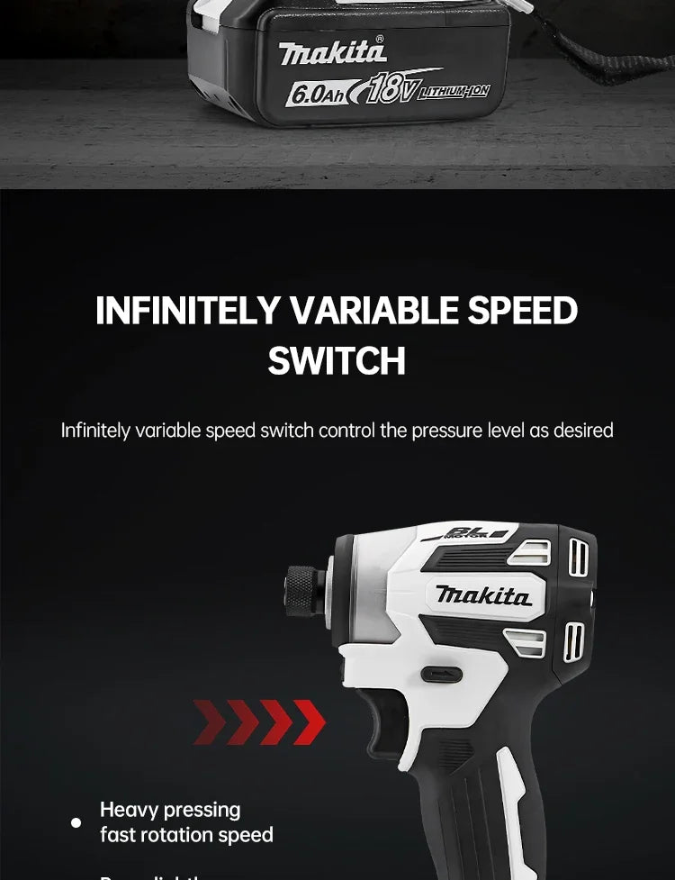 Makita 18V DTD173 White Brushless Drill Power Tool for Home Improvement And DIY 180Nm Electric Wood/Bolt/T-Mode