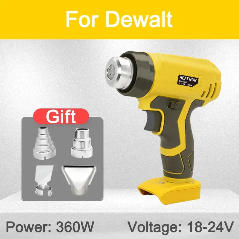 Makita Dewalt Milwaukee Bosch Black Decker Compatible JV 18V 20V Li-ion Battery Cordless Heat Gun Handheld Electric Heat Gun with 4 Nozzle