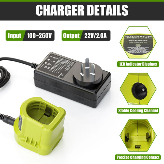 Fast Charger for Ryobi One+ 18V Battery