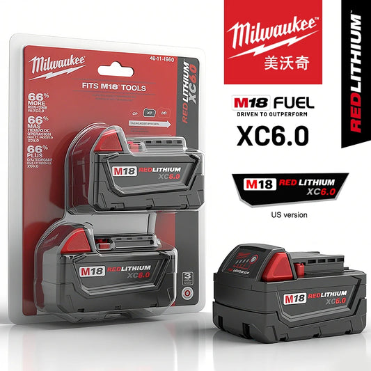 Milwaukee original 18V 6Ah/5Ah WITH PACKAGING High Energy Battery M18B6 M18B5 Milwaukee 2pk