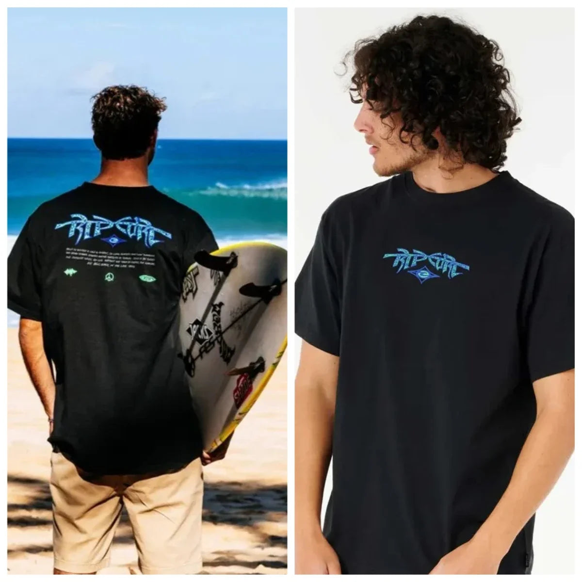 Rip Curl JV Printed New Summer Men's T-shirt Short-sleeved Outdoor Sports Surfing Short-sleeved Sports Fitness Comfortable T