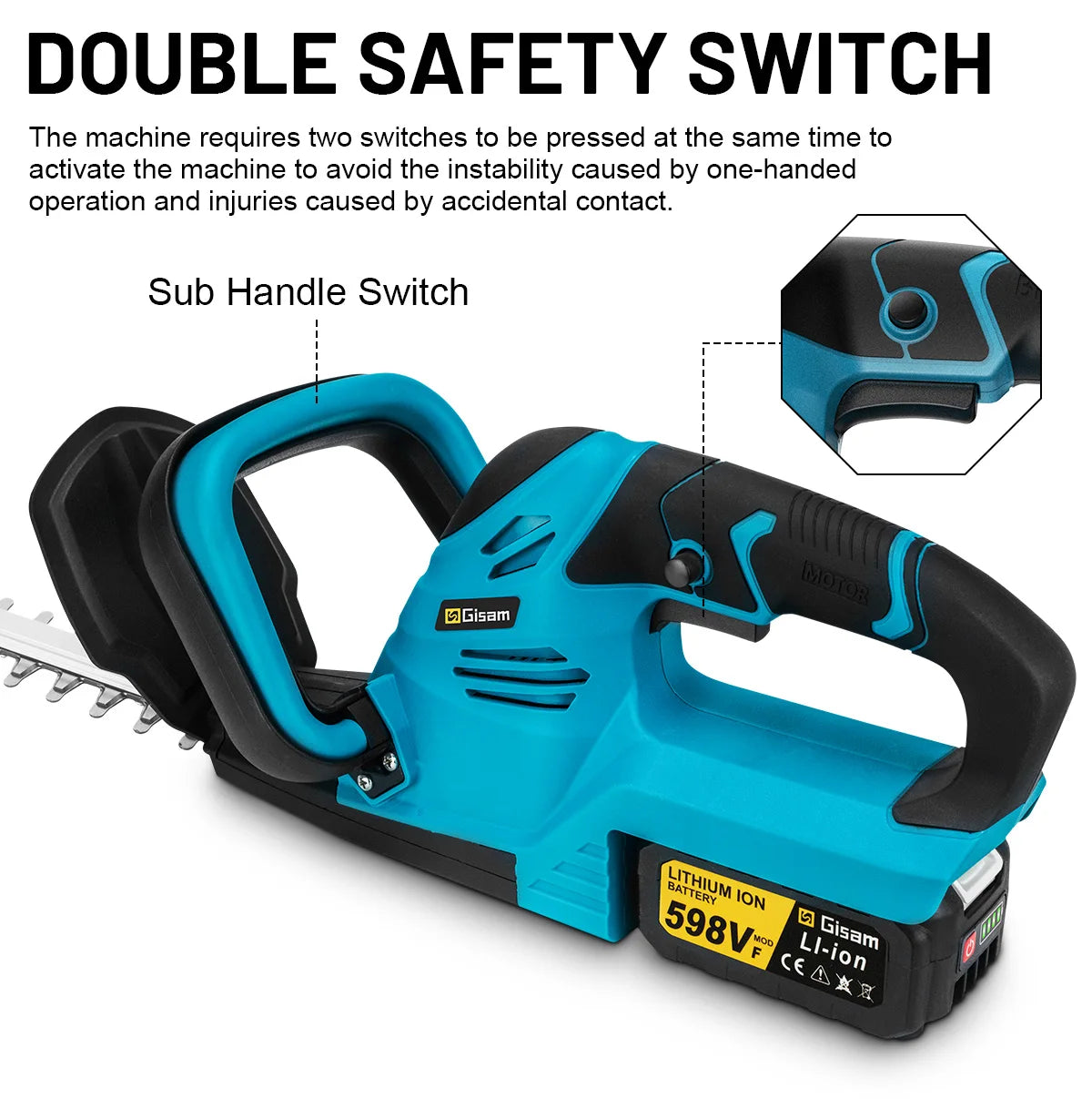 Makita Compatible 18V JV Gisam 20000RPM Brushless Electric Hedge Trimmer Lawn Mower Garden Landscaping Hedge Pruner Trimmer For Makita 18V Battery Pin