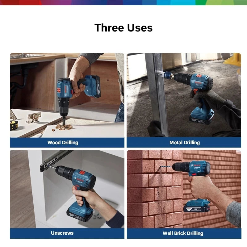 Bosch GSB 185-LI 18V Brushless Cordless Impact Drill 1900RPM Multifunctional Electric Screwdriver Power Tools Rotary Tool