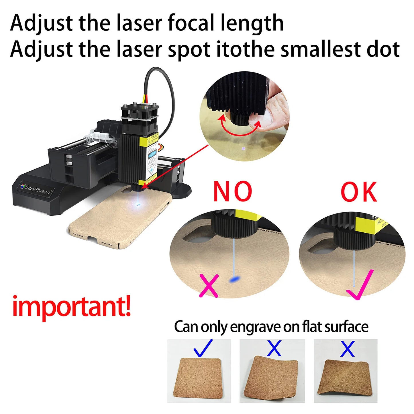 Easythreed JV Mini Portable Laser Engraver Diy Bluetooth Machine Painted Toy Tag Paper Leather Wooden Plastic Logo CNC Machine EU