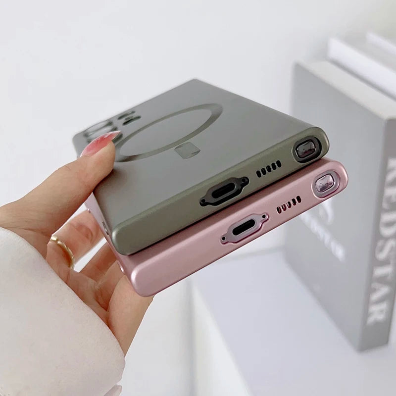 Samsung Galaxy Magsafe Soft Silicone Case for Samsung Galaxy S24 S23 S22 S21 S20 Ultra Plus S23 S21 FE Phone With Camera Lens Full Covers