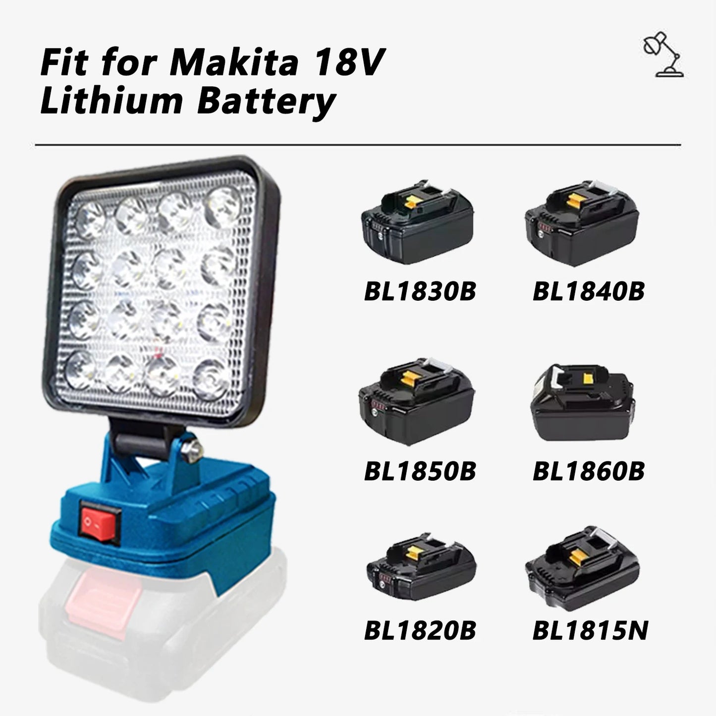 Makita Battery Compatible 14.4V-18V Li-ion Battery Lantern with 2x USB portsOutdoor Flashlight 4 Inch Cordless LED Work Light Camping Lamp Emergency Lighting