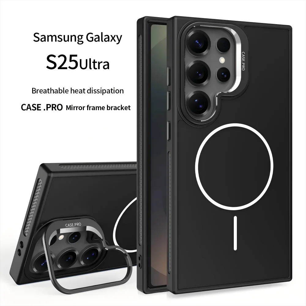 Samsung Galaxy Invisible Bracket Cooling Function Case for Samsung Galaxy S25 S24 Ultra with MagSafe Wireless Charging Drop Protection Cover