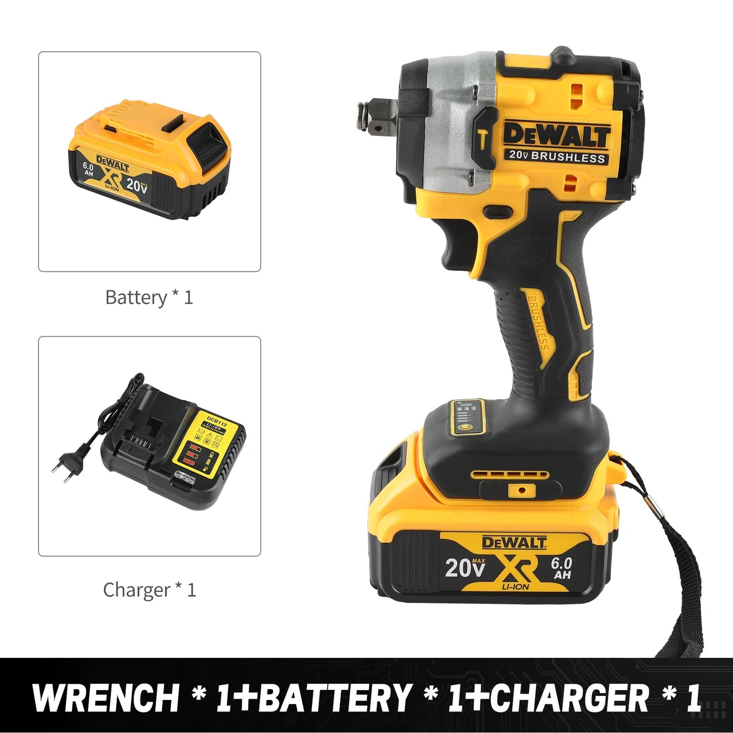 Dewalt 18V 20V Max DCF921 Impact Wrench with 6.0Ah battery and Charger