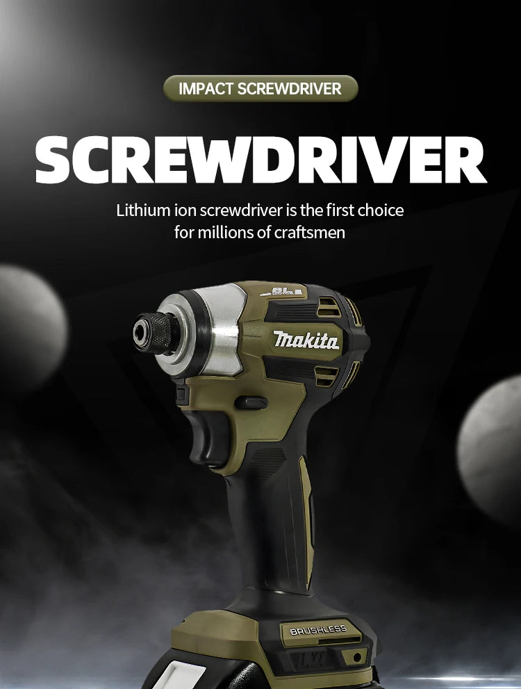 Makita 18V DTD173 Brushless Drill Green Electric Power Tool for Home Improvement DIY 180Nm Torque for Wood Bolts T-Mode