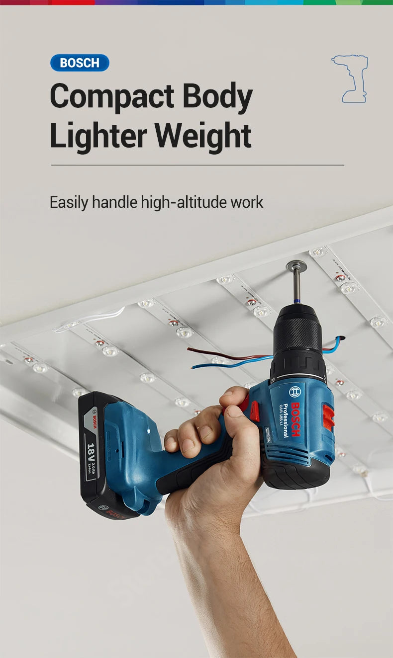 BOSCH GSR 185-LI Cordless Drill Driver Screwdriver For Metal Wood Wall 18V Professional Brushless Motor Power Tool GSR185-LI