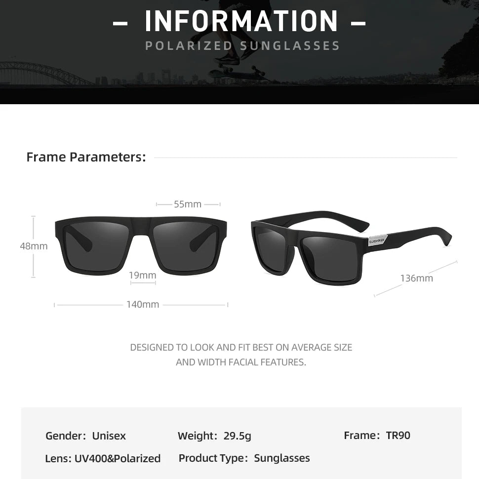 Quicksilver JV Polarized Glasses Men Women Fishing Sunglasses Camping Sun Goggles Brand Design Driving Shades Sport Eyewear