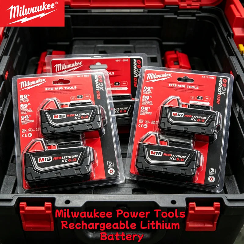 Milwaukee M18 6.0Ah Original 18V Rechargeable Li-ion Battery 18V 6.0Ah Long Cycle Life Replacement for M18B5 M18B6 Power Tools