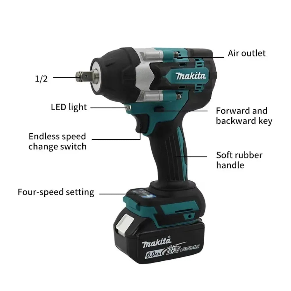 Makita DTW700 Brushless 18V Cordless High Torque Electric Wrench Screwdriver Rechargeable Torque Tool