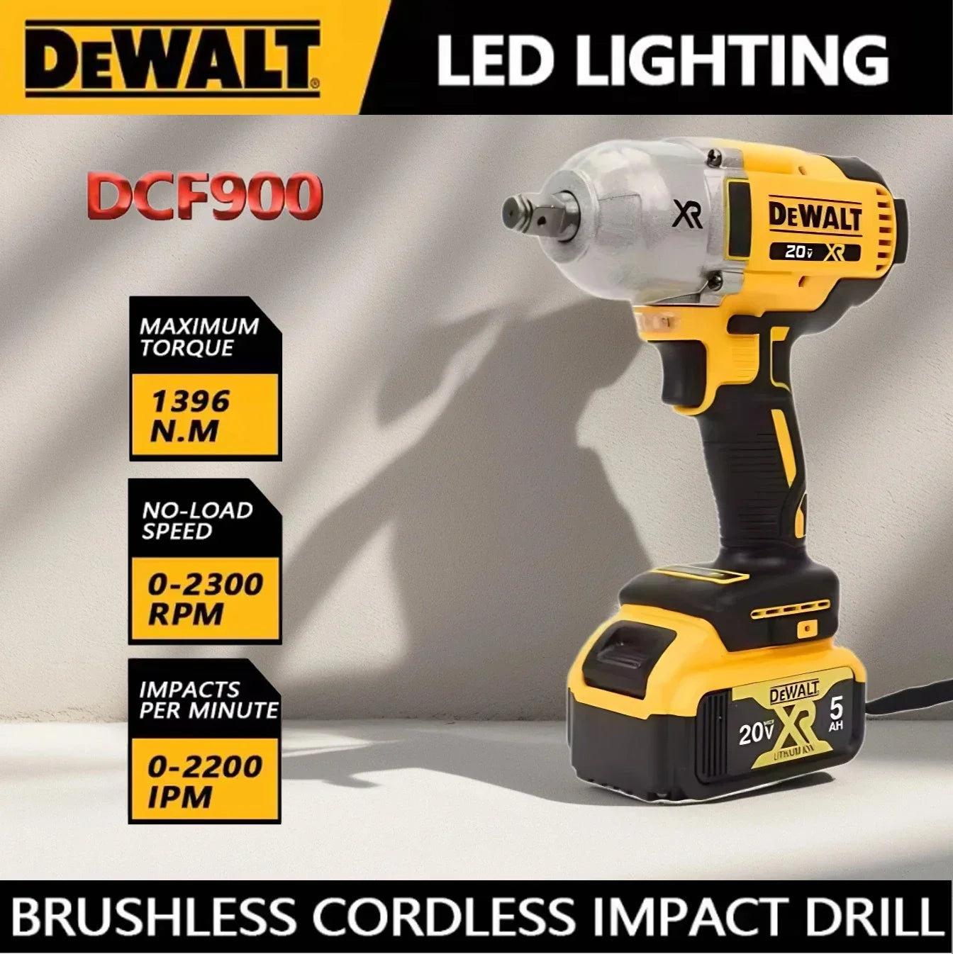 DEWALT 18V 20V Max DCF900 1/2-inch High Torque lmpact Wrench