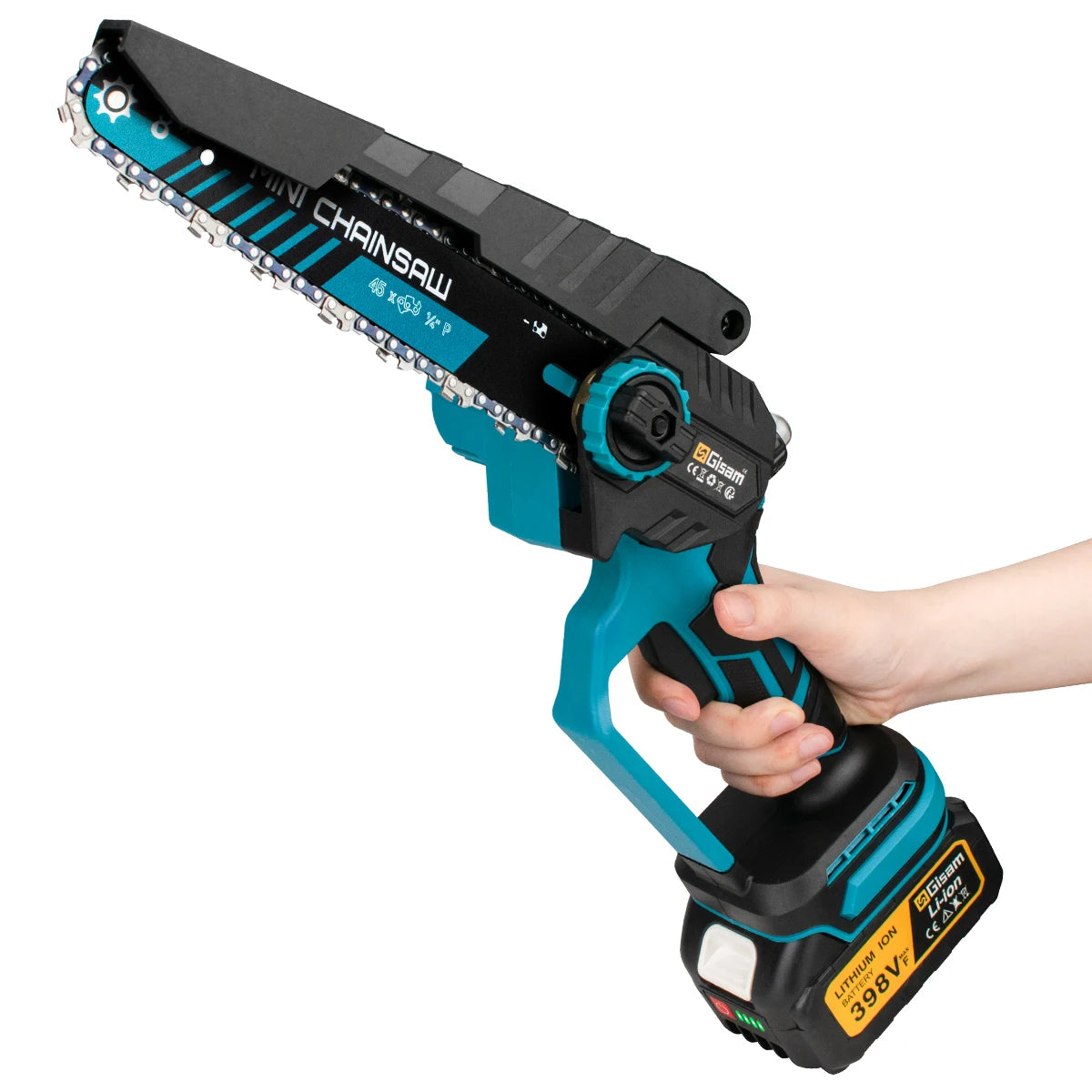 Makita Compatible 18V Gisam 8 Inch Brushless Electric Chainsaw Cordless Electric Saw Woodworking Garden Pruning Saw Tool For Makita 18V Battery Pins