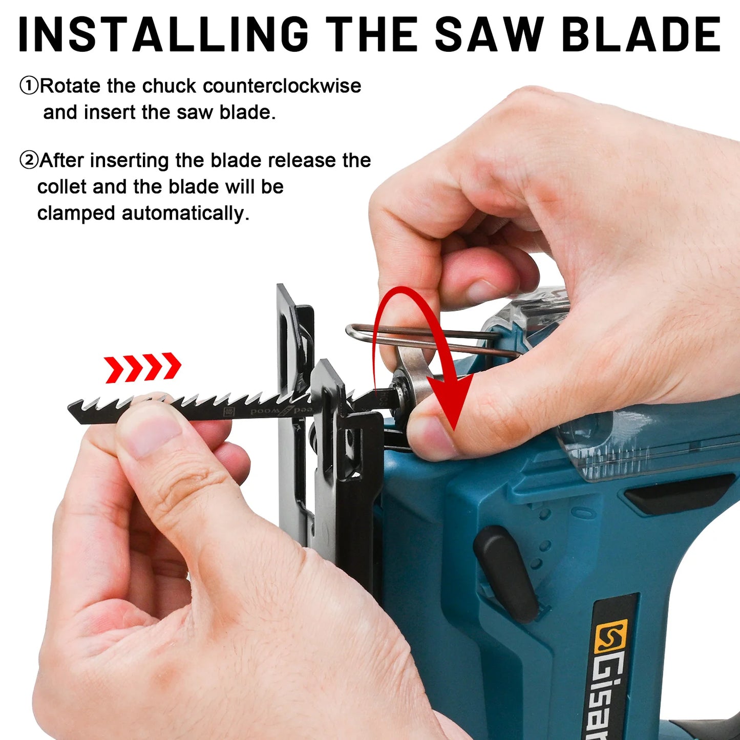 Makita Compatible 18V Gisam 26mm Electric Jigsaw Portable Cordless Saw Multi-Function Wood Cutting Woodworking Machines For Makita 18V Battery pin
