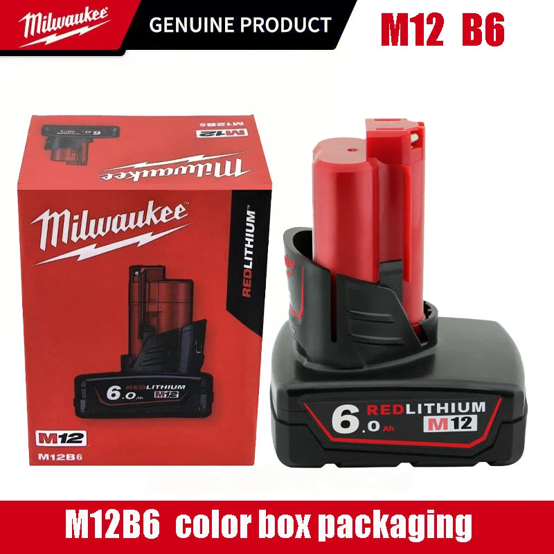 Milwaukee m12 12v battery M12B6 6.0AH 6000mAh 48-11-2402 48-11-2411rechargeable portable Milwaukee M12 battery