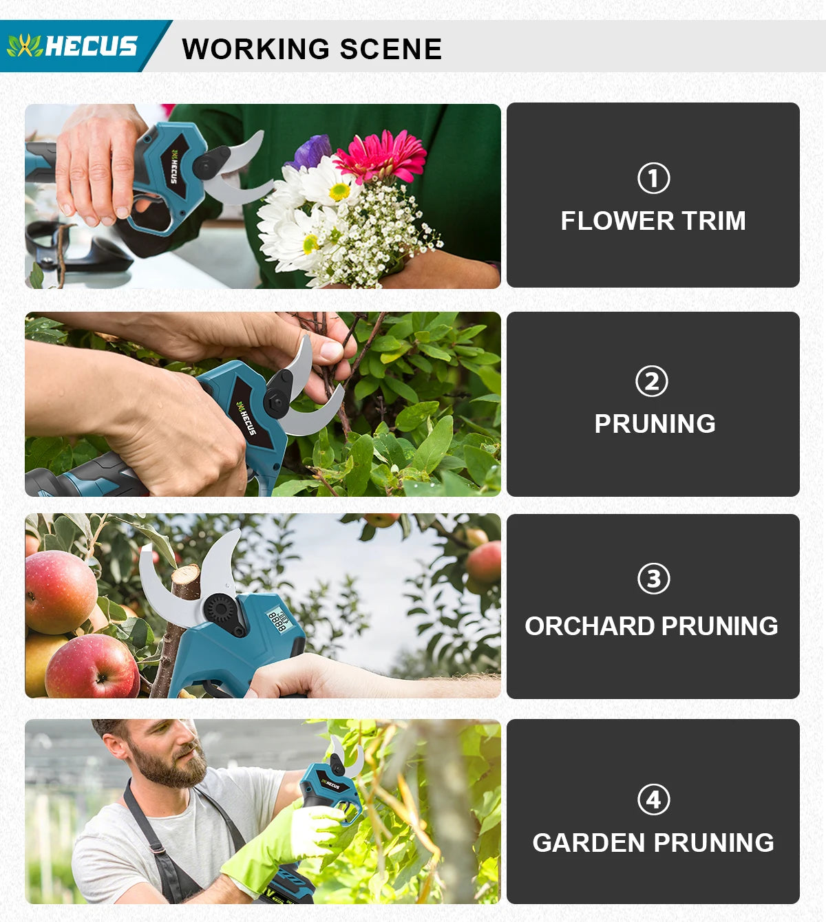 Makita Compatible 189V JV Gisam 40mm Brushless Electric Pruner Shear 2Gear Cordless Fruit Tree Bonsai Pruning Electric Scissors For Makita 18V Battery Pin