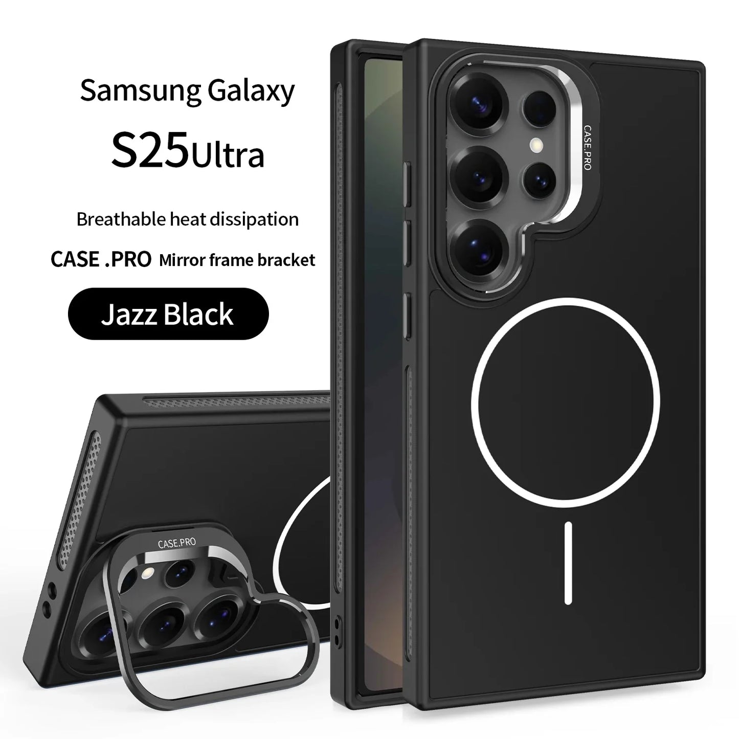 Samsung Galaxy Invisible Bracket Cooling Function Case for Samsung Galaxy S25 S24 Ultra with MagSafe Wireless Charging Drop Protection Cover