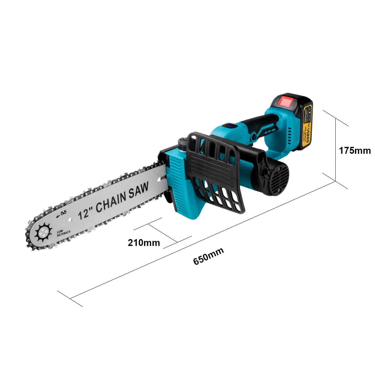 Makita Compatible 18V Gisam 12 Inch Brushless Electric Chain Saw With Oiler Cordless Handheld Chainsaw Graden Pruning Saw Power Tools for Makita 18V Battery