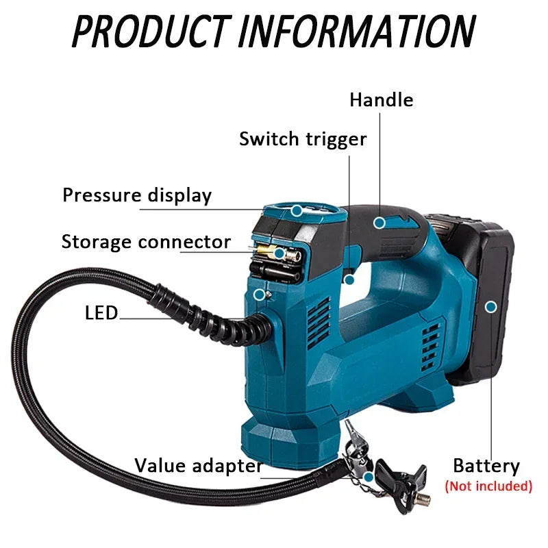 Makita compatible 18V JV Electric Cordless Air Pump for 18V Makita Battery Powered Compressor Inflatable Pump Digital Display Inflator Car Tire Air Pump