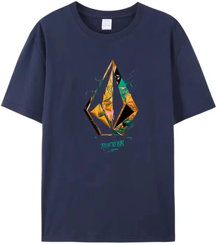 Volcom JV Printed Men Women Cotton T-shirt Luxury Brand Fashion Big Size Top Casual Short Sleeve Streetwear Classic Print Loose Tee 2025