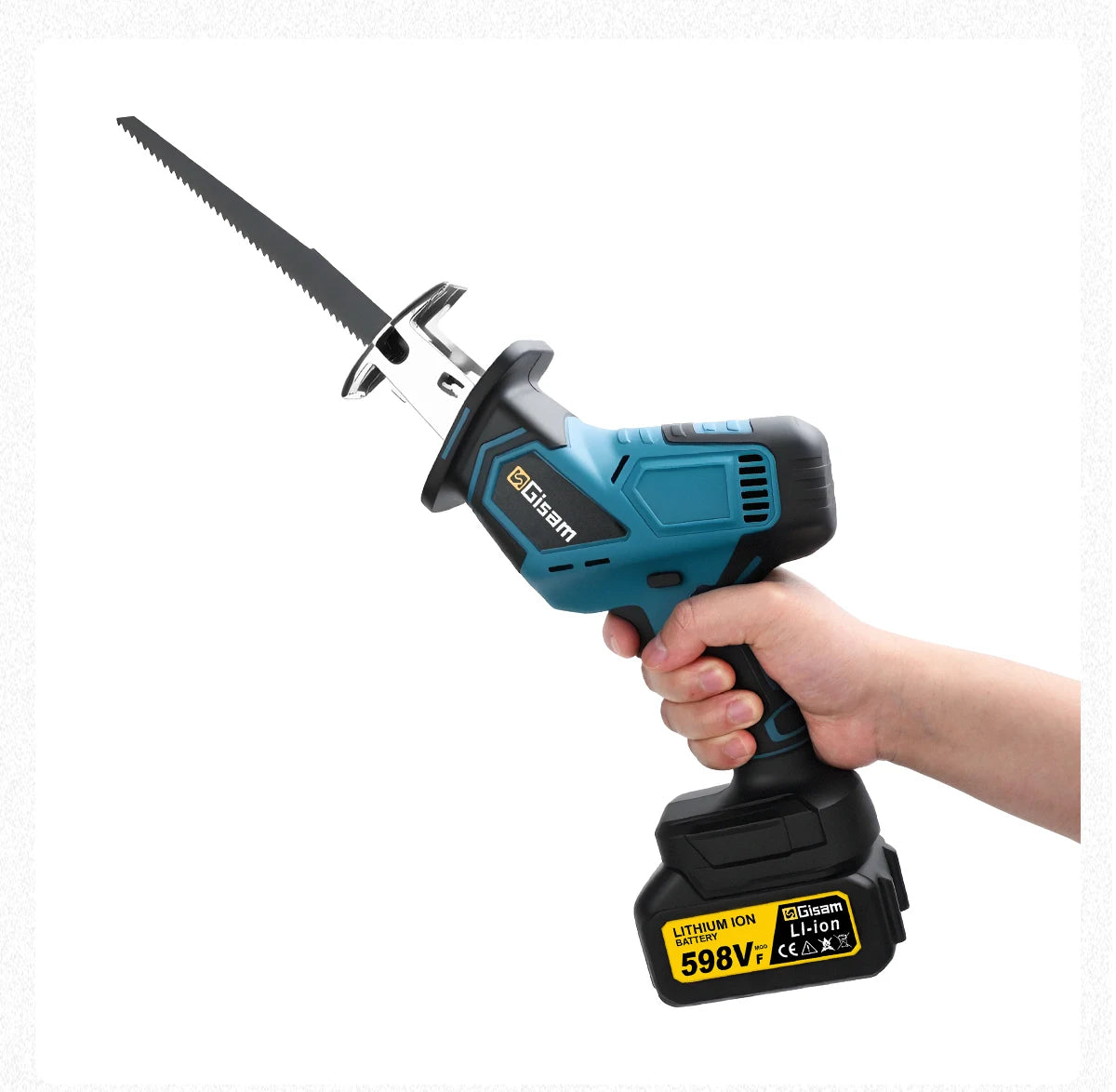 Makita Compatible 18V Gisam 12000Spm 3600W Brushless Reciprocating Saw Cordless Electric Chainsaw Wood Metal Cutting Tools For makita 18v battery pins