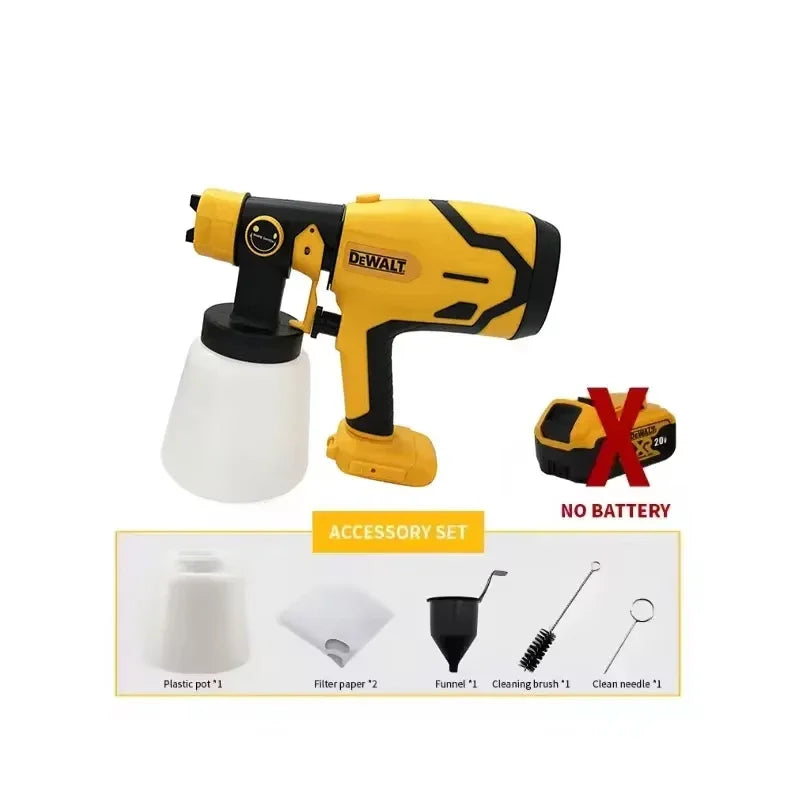 Dewalt 18V 20V Max Cordless Electric 800ML Spray Gun Paint Sprayer High Power Auto Furniture Coating Airbrush For Dewalt Battery