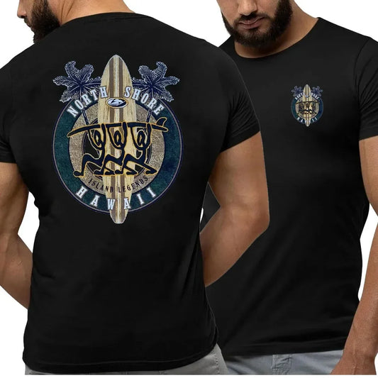 Hawaiian Traditions North Shore JV Printed Hawaii Surfing Men Women White High Qulaty Cotton T-shirt Comfortable Beach-style Surf Tee Tops