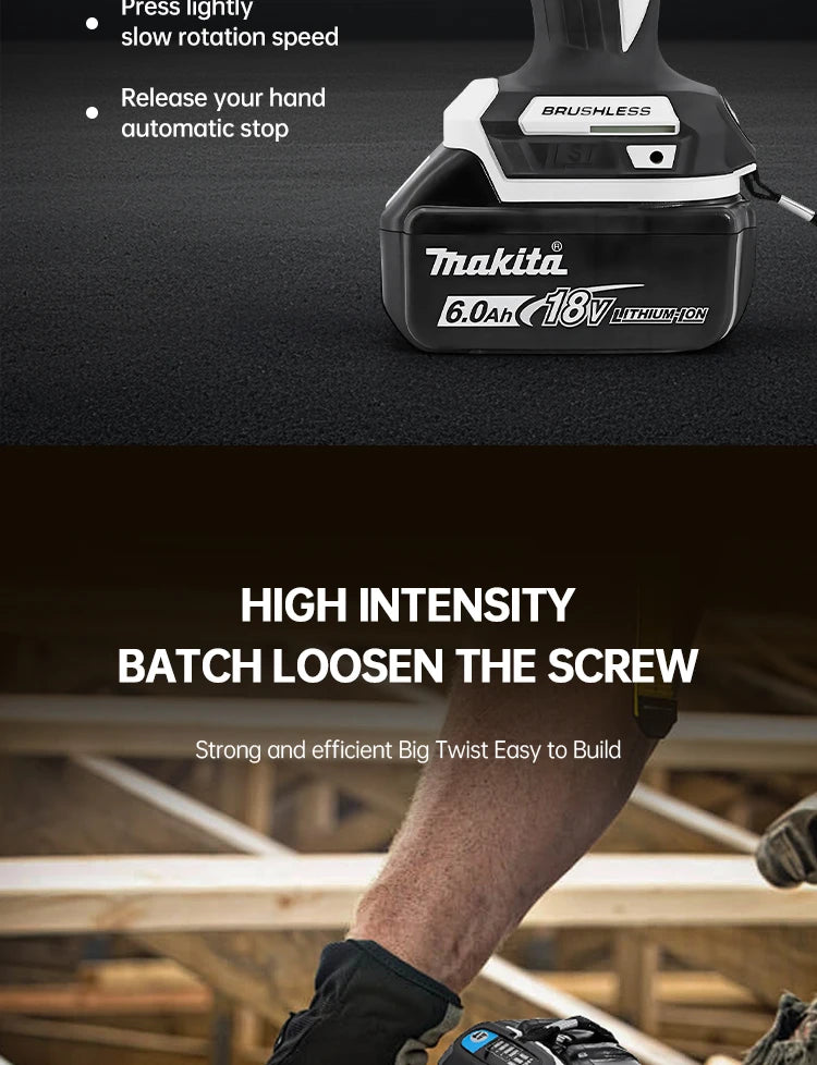 Makita 18V DTD173 White Brushless Drill Power Tool for Home Improvement And DIY 180Nm Electric Wood/Bolt/T-Mode