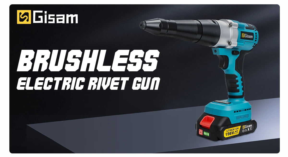 Makita compatible 18V Gisam 25000N Brushless 18V Electric Rivet Gun Cordless Rivet Nut Gun Drill Insert Automatic Riveting Tool For Makita 18V Battery Pin