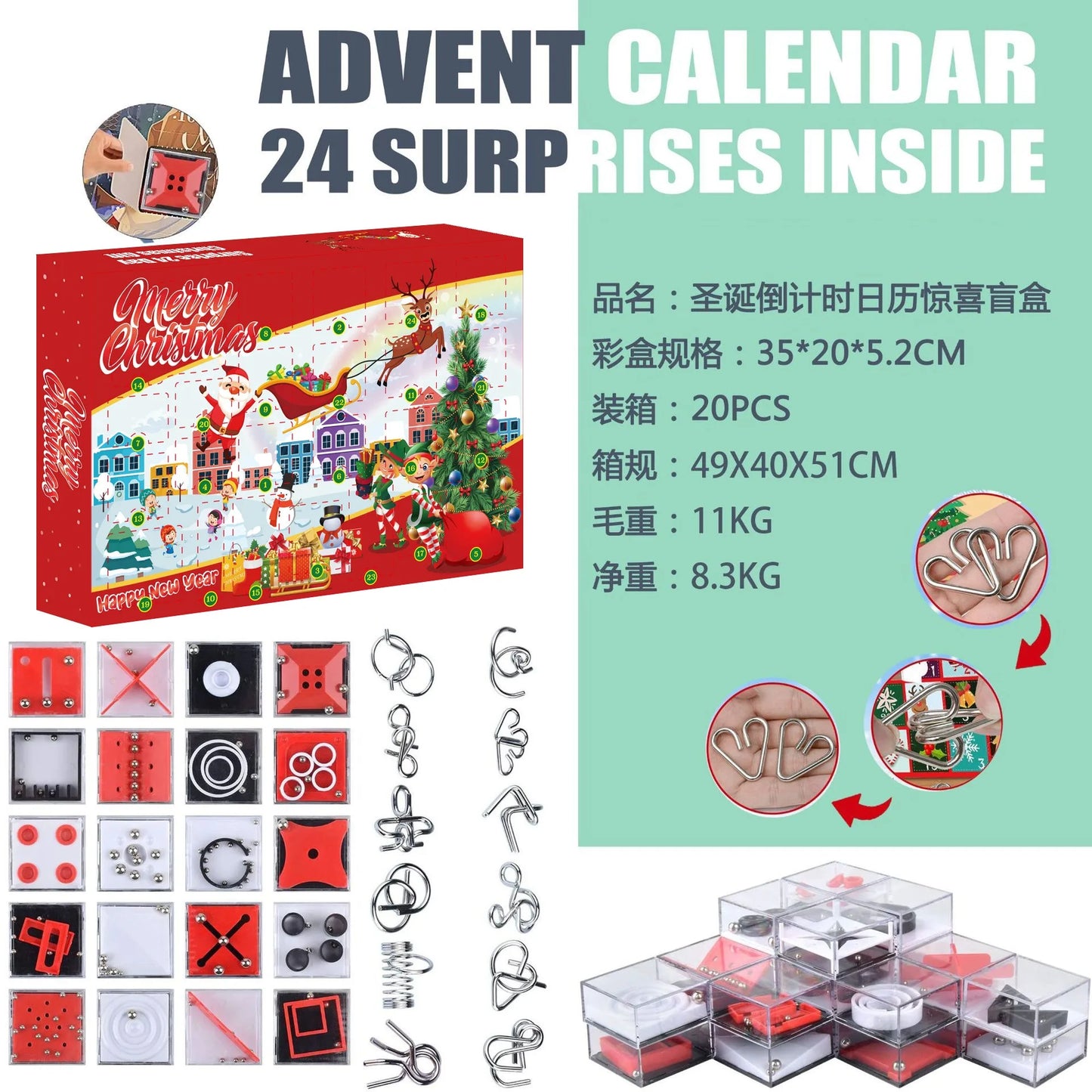 Christmas Advent Calendar JV Box DIY Christmas Tree Train Jesus set Kids 24Days Countdown Calendar New Year Party Christmas Gifts