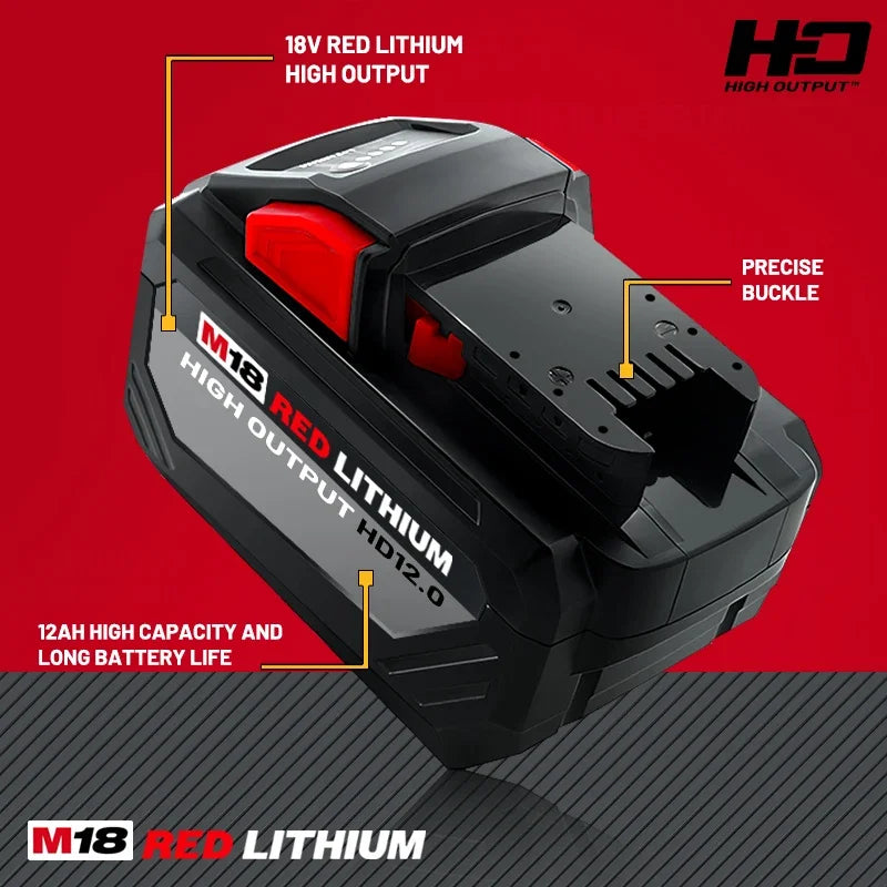 Milwaukee Original M18 12.0Ah 18V M18HB12 XC HD lithium battery- 1pk, 2pk and 3pk with charger options