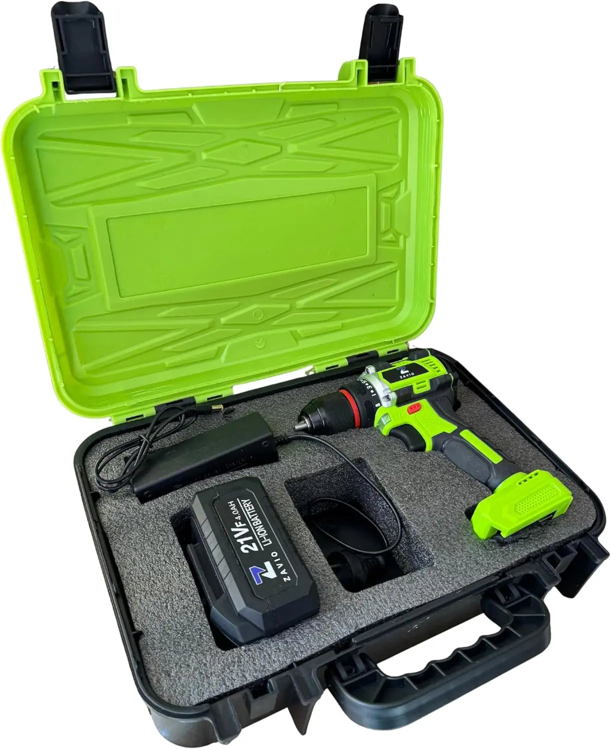 21V Cordless Brushless Power Drill with battery and charger kit in case – 75N.M Torque, 4.0Ah Battery, 2-Speed Variable, Work Light, Metal Chuck for Home DIY & Pro Use
