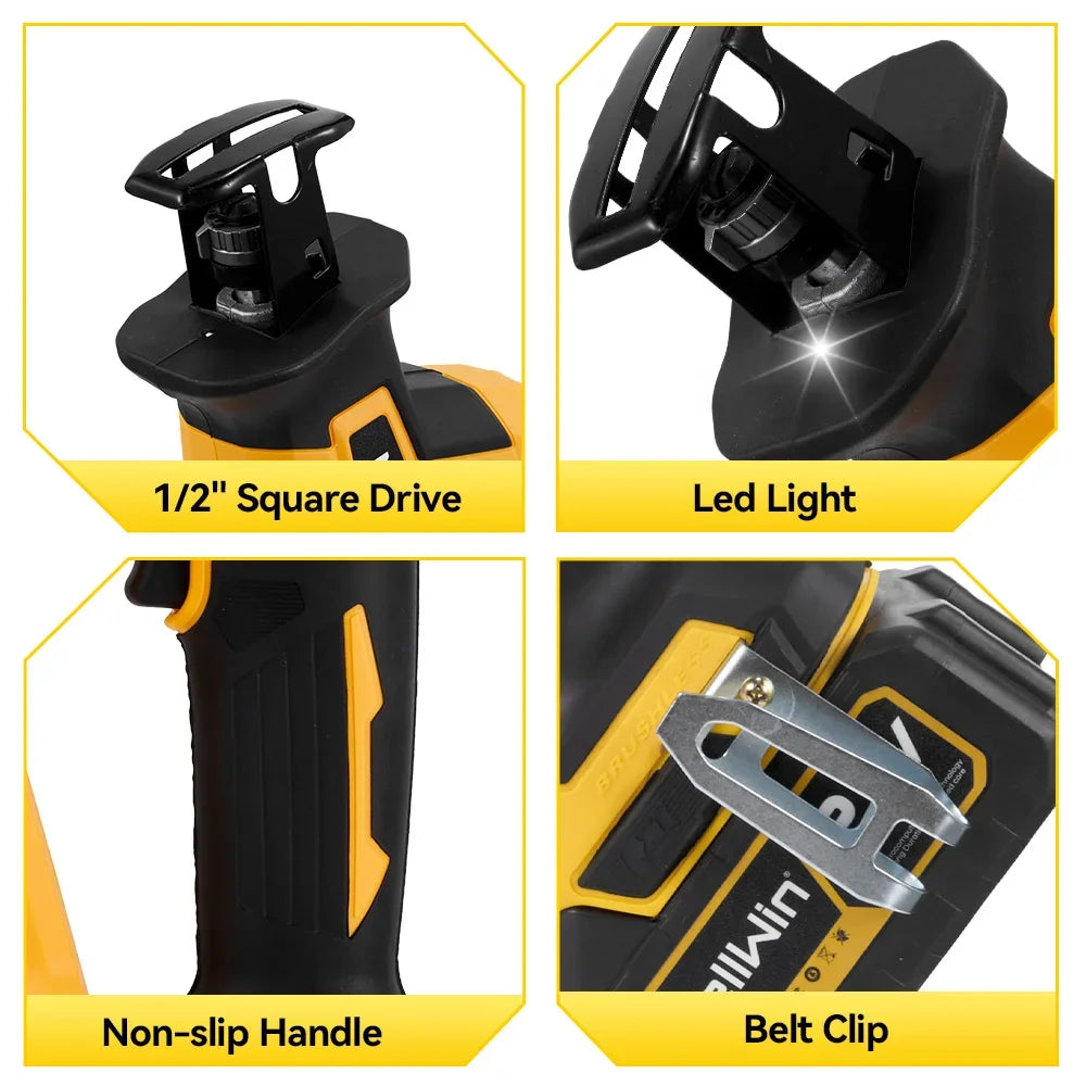 Makita Compatible 18V MELLWIN 3600W Cordless Brushless Electric Reciprocating Saw 12000SPM Wood Metal Pipe Cutting Saw Tool For Makita 18V Battery Pin