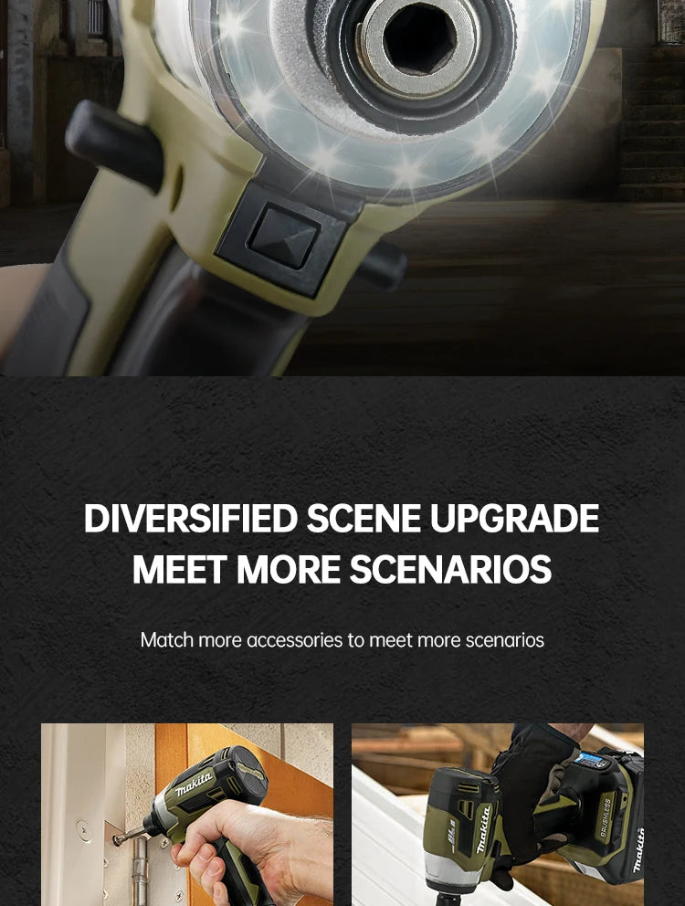 Makita 18V DTD173 Brushless Drill Green Electric Power Tool for Home Improvement DIY 180Nm Torque for Wood Bolts T-Mode