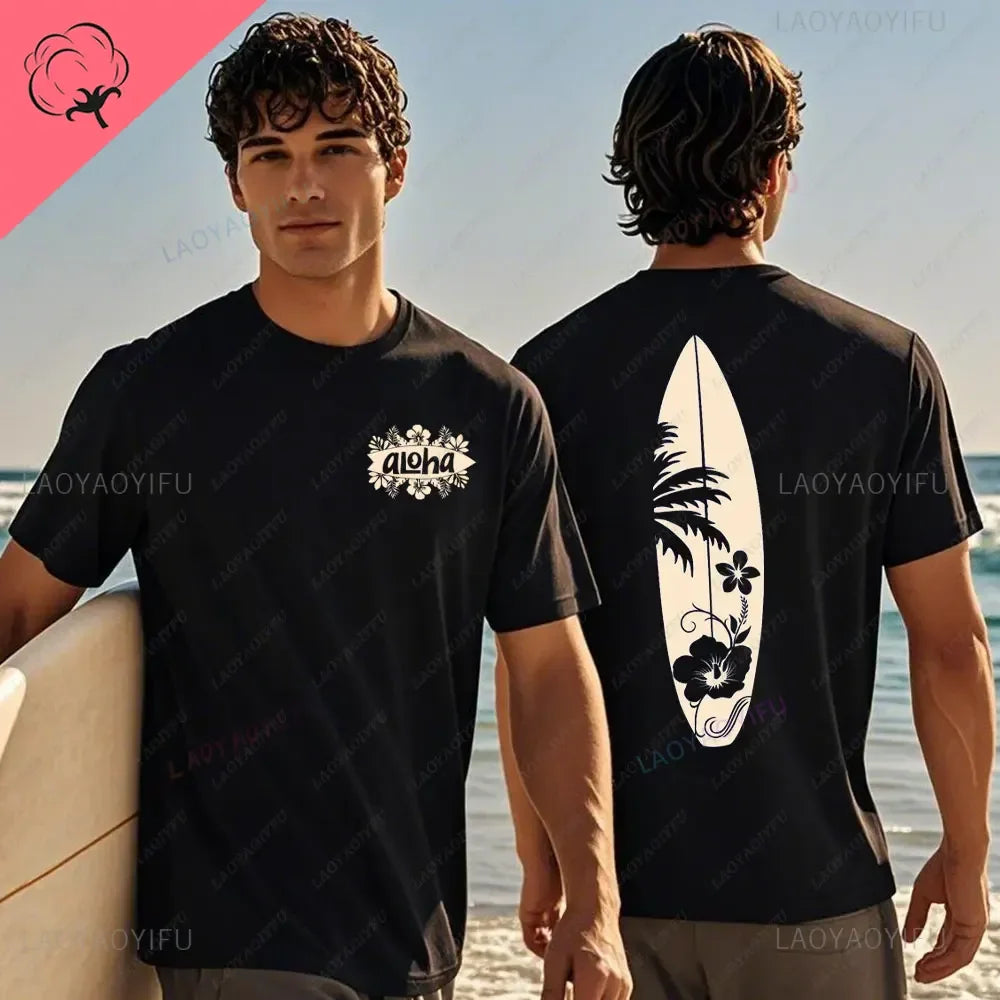 Hawaiian Traditions North Shore JV Printed Hawaii Surfing Men Women White High Qulaty Cotton T-shirt Comfortable Beach-style Surf Tee Tops