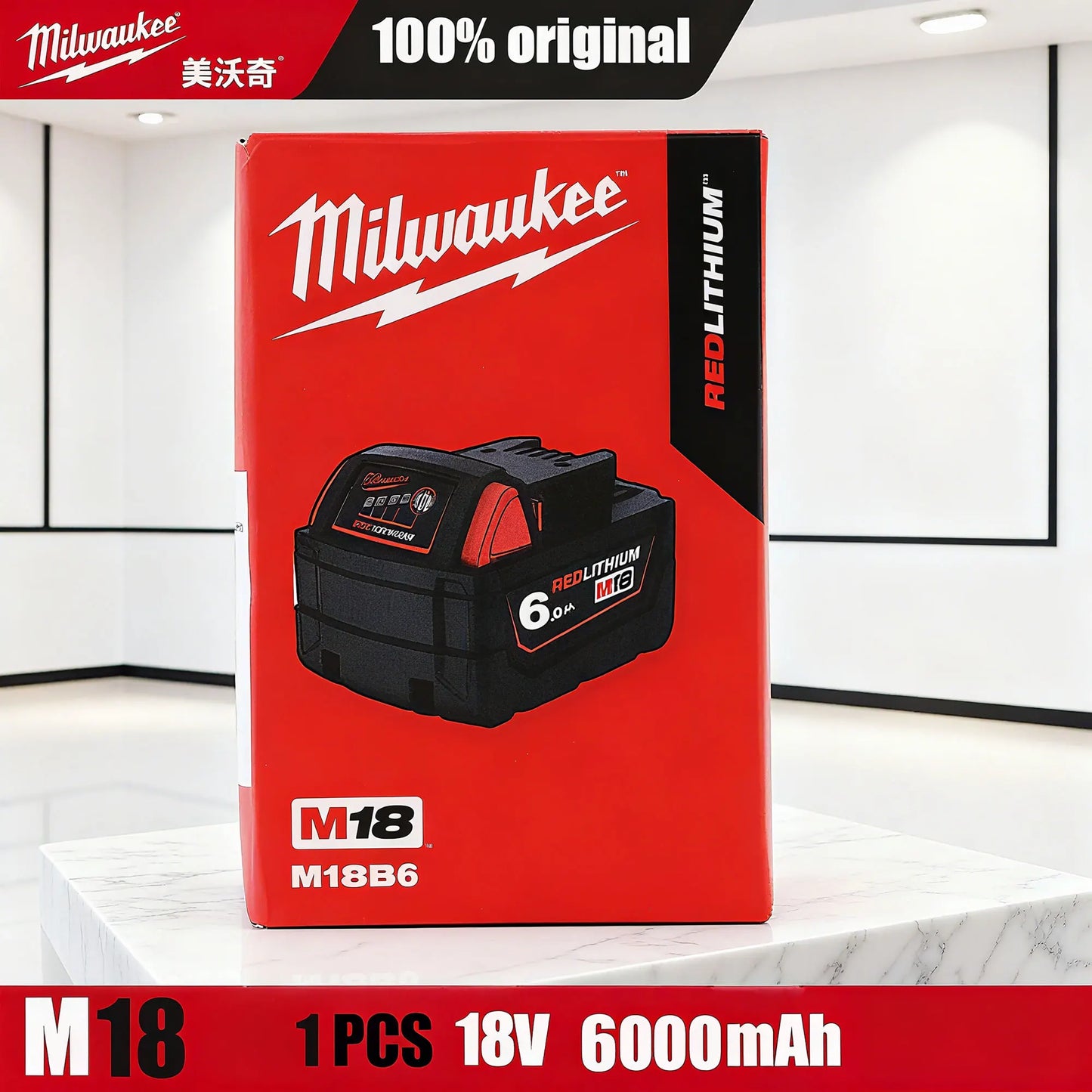 Original Genuine Milwaukee Battery M18B6 6.0Ah 48-11-1860 48-11-1850 M18 Tool Lithium in Original Packaging