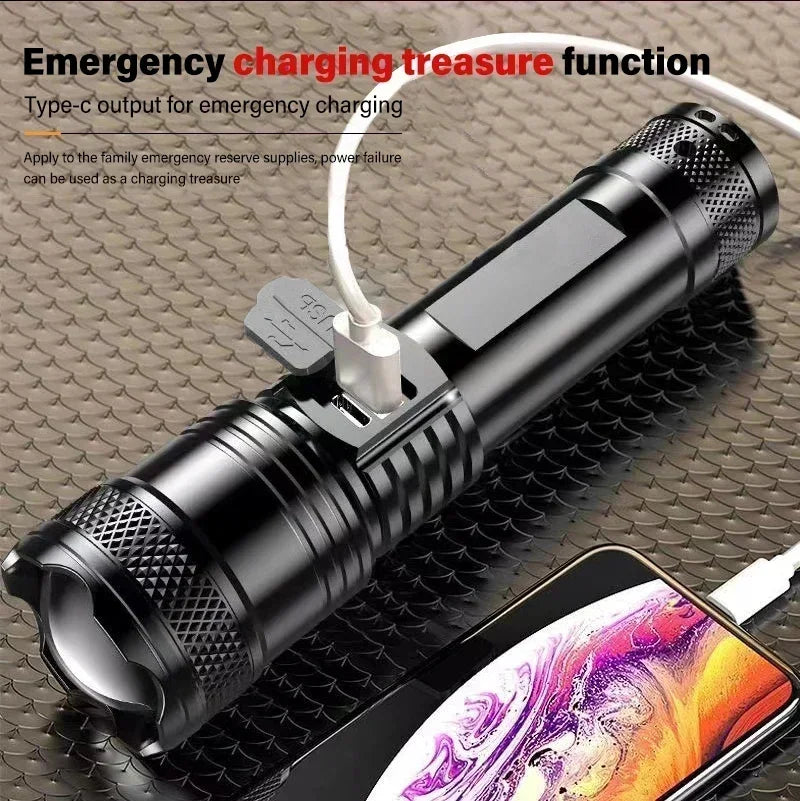 Torch Super Bright P50 JV Flashlight USB Rechargeable LED Long Range Tactical Torch Outdoor Waterproof Emergency Camping Fishing Lantern