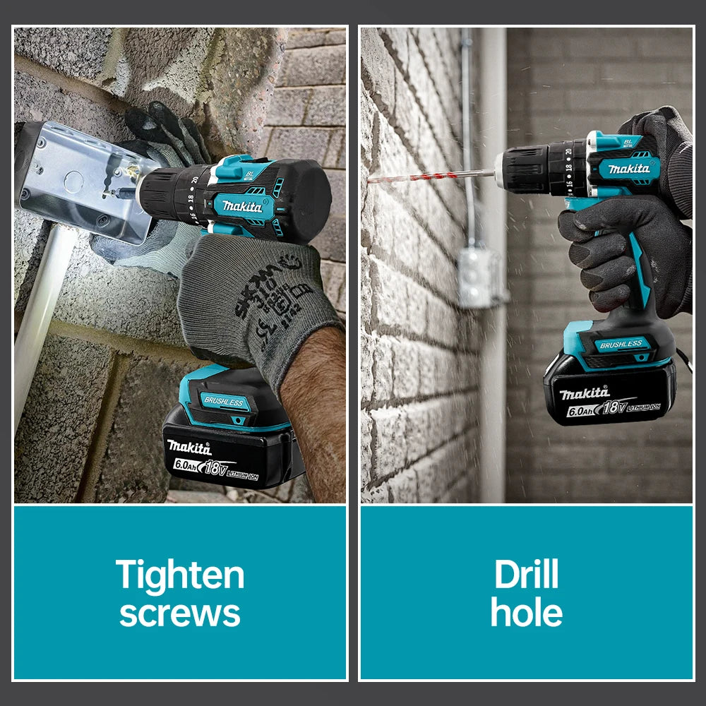 Makita DDF487 18V 10mm Brushless Handheld Electric Screwdriver 18V Lithium Battery Variable Speed for Household Appliance  Tool