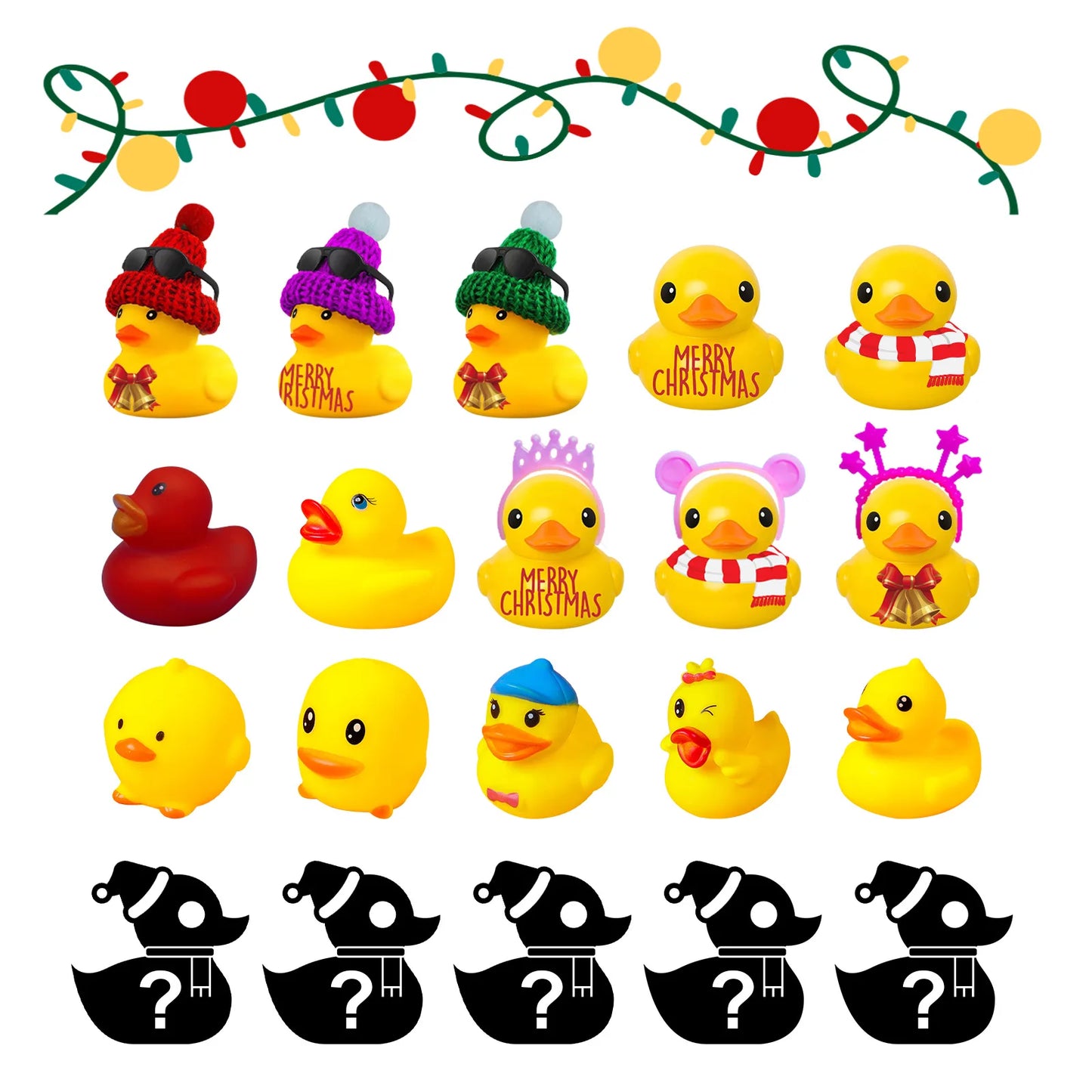 Christmas Advent Calendar 24 Rubber Duckling JV Countdown Calendar Blind Box Family Christmas Ornaments Children's New Year Gifts