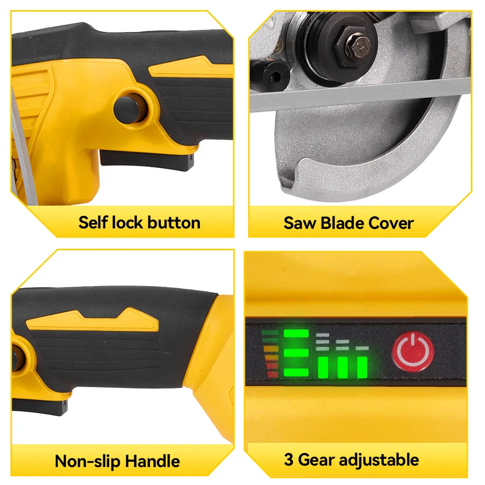 Makita Compatible 18V MELLWIN 5 Inch Electric Brushless Circular Saw 125MM Cordless Multi-Angle Saw Woodworking Power Tool For Makita 18V Battery Pin