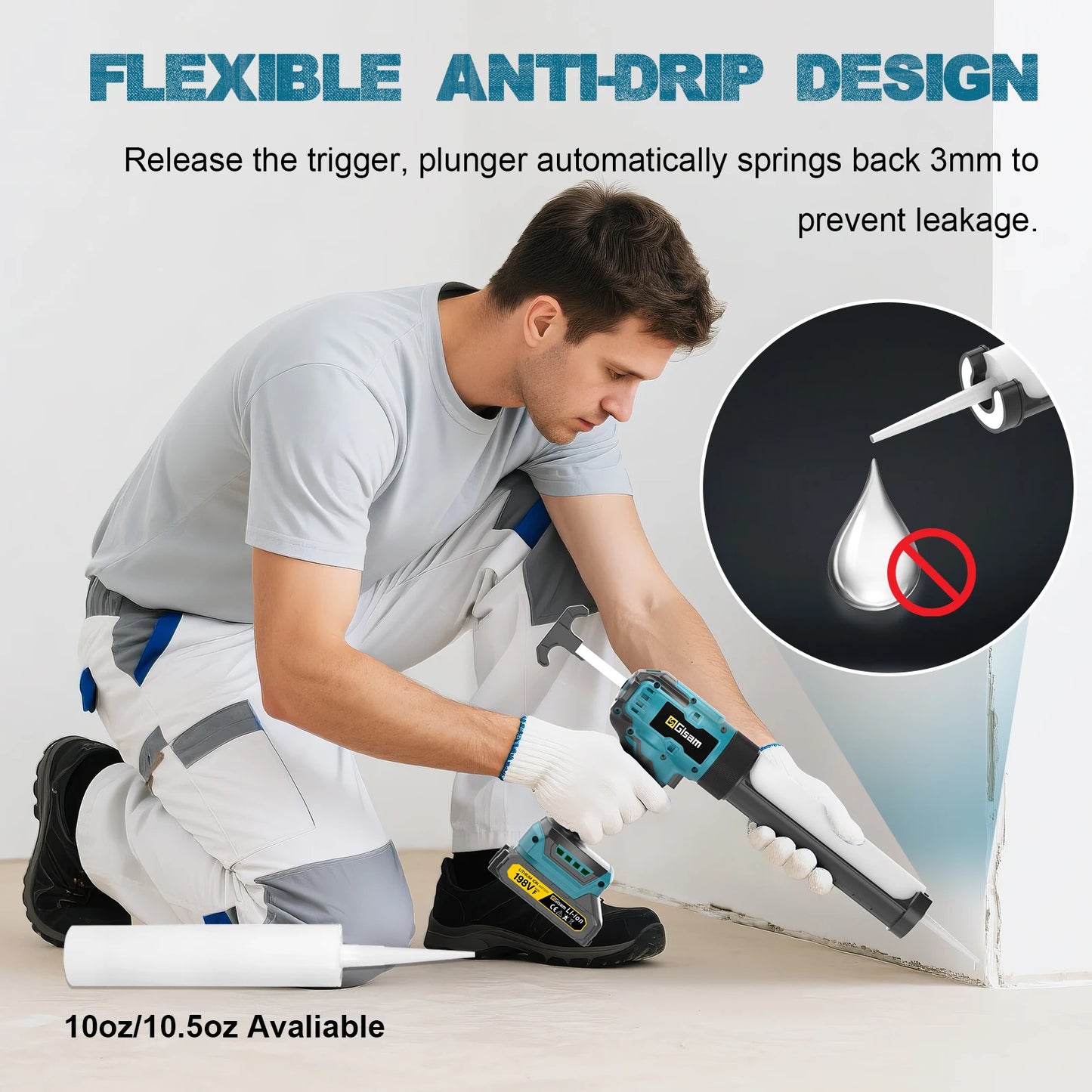 Makita Compatible 18V Gisam 400KG Cordless Electric Caulking Gun 6Gears Glass Glue Gun Adhesive Glue Sealant Power Tool For Makita 18V Battery Pin