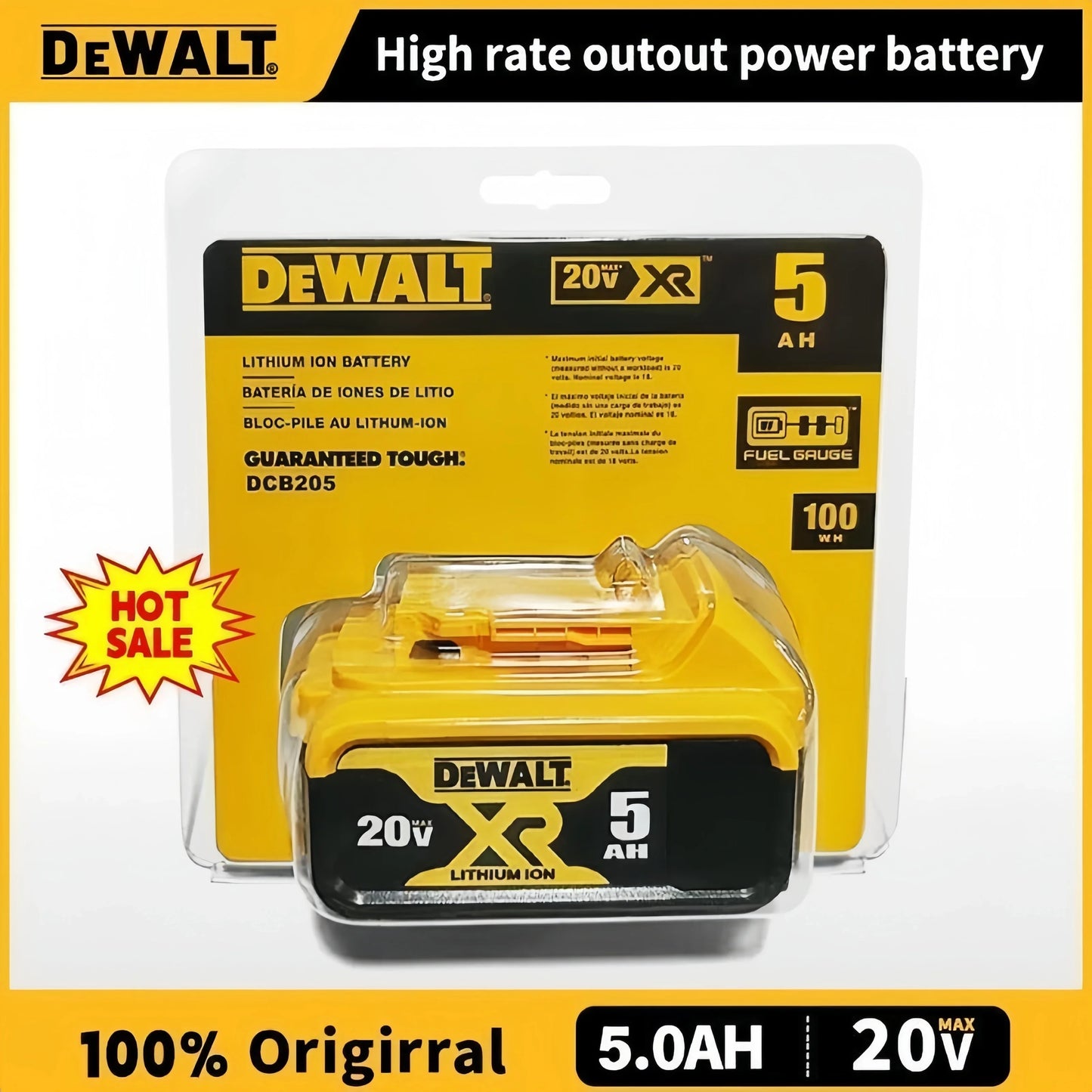 Original 5.0Ah XR DEWALT 20V Battery TBW
