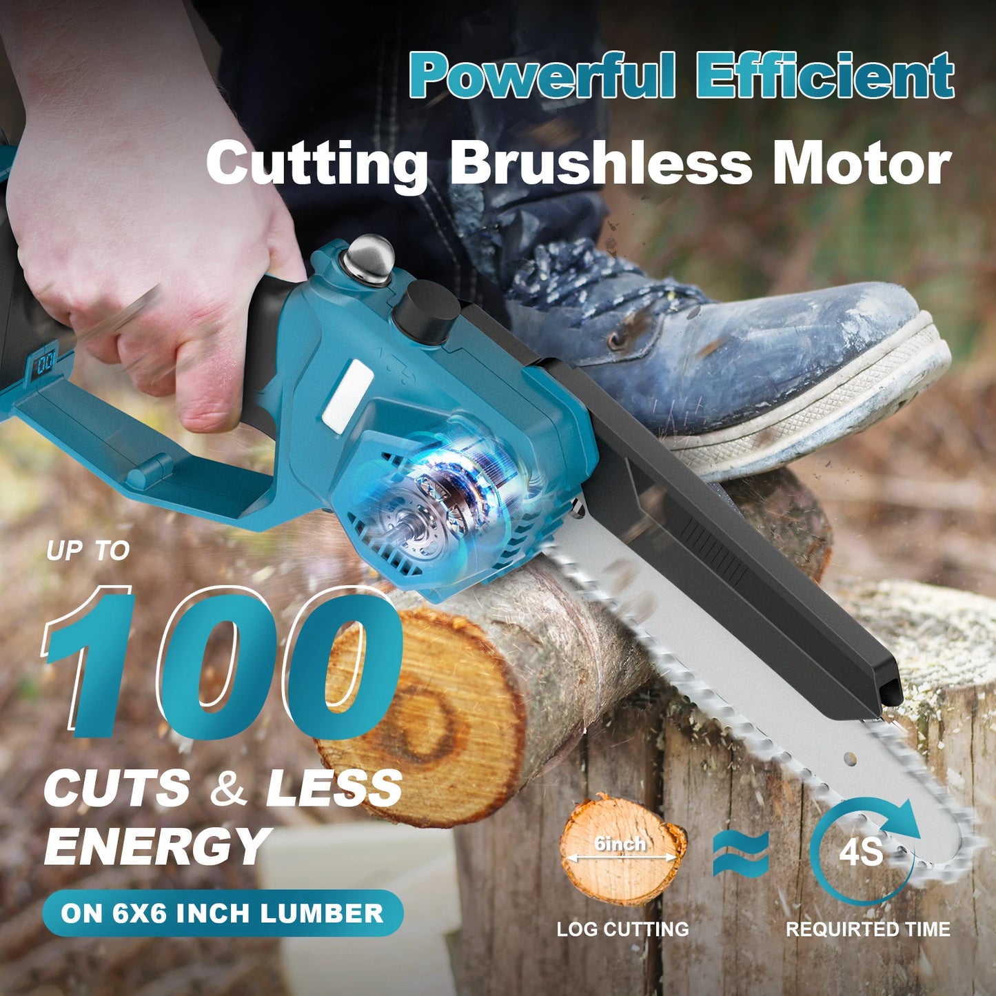 Makita 18V compatible Gisam 8Inch Brushless Telescoping Pole Electric Chainsaw High Branch Saw Garden Pruning Power Tool For Makita 18V Battery Pin