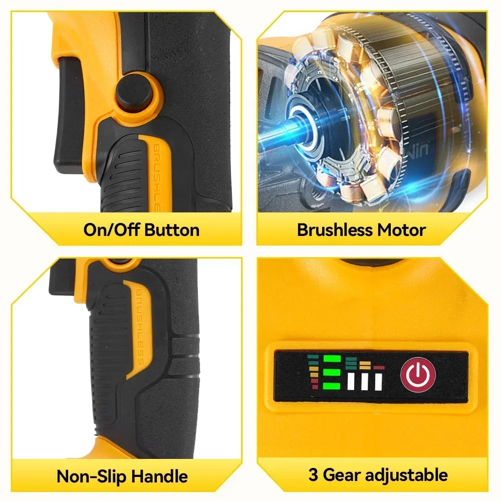 Makita Compatible 18V MELLWIN 125MM Brushless Electric Angle Grinder M14 Cordless Metal Wood Grinding Polishing Cutting Tool For Makita 18VBattery Pin