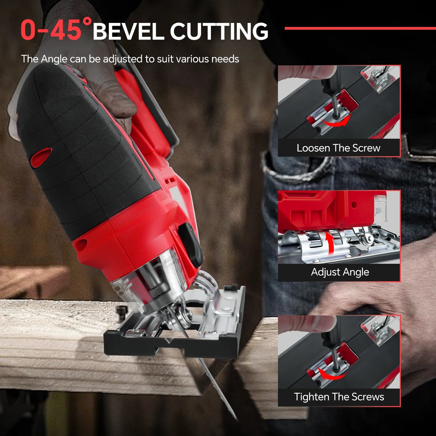 Milwaukee compatible 18V Jig Saw 0°- 45° Bevel Cuts and 3 speed Settings with LED Work Light