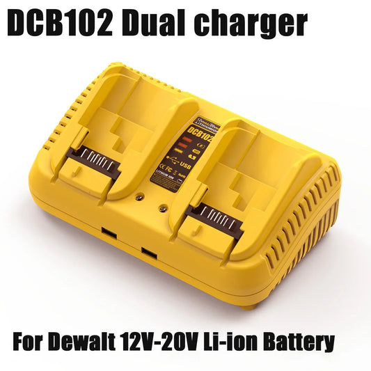 DeWalt Compatible DCB102 18V - 20V Li-ion Battery Charger- Dual port with USB charging