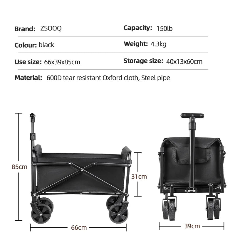 Trolley beach wagon JV Foldable Portable Picnic Outdoor Camping Cart Heavy Duty Folding Utility Cart Shopping Beach Collapsible Folding Utility Cart