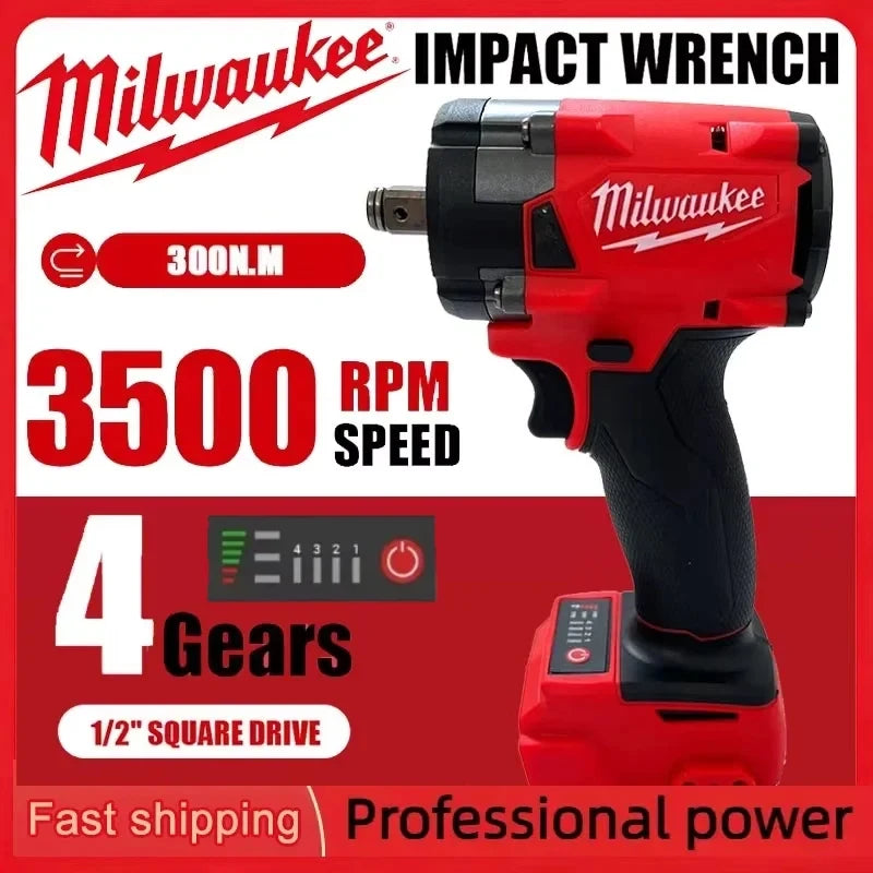 Milwaukee 18V Brushless Screwdriver Cordless 1/2 Electric Wrench Car Truck Repair Impact Drill Rechargable For Battery Tools